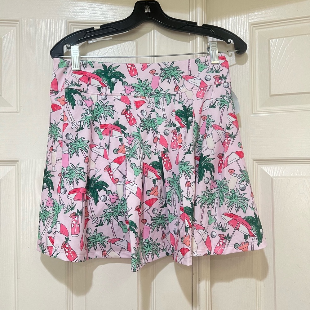 Kenny Flowers Pink Tropical Floral Print Golf skort tennis skort LEISURE sz L